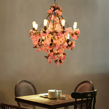 Adèle Bare Bulb Floral Rope Chandelier Light