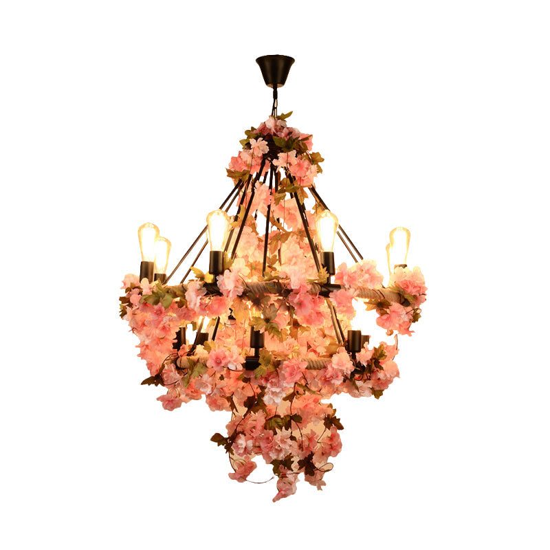 Adèle Bare Bulb Floral Rope Chandelier Light