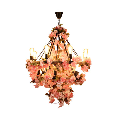Adèle Bare Bulb Floral Rope Chandelier Light