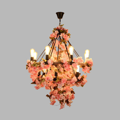 Adèle Bare Bulb Floral Rope Chandelier Light