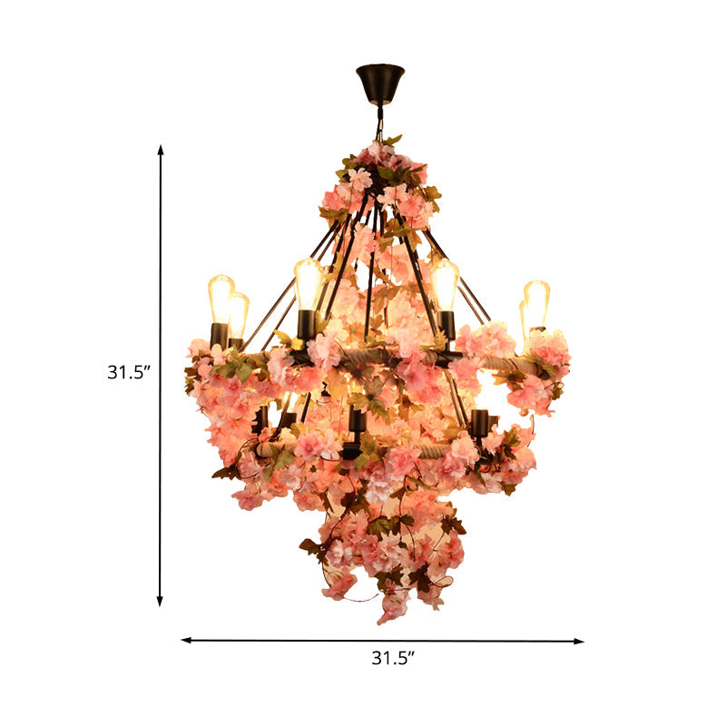 Adèle Bare Bulb Floral Rope Chandelier Light