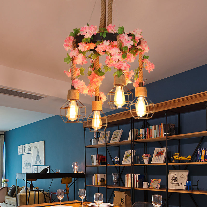 Solène Orb Cage Rope Pendant Chandelier Light
