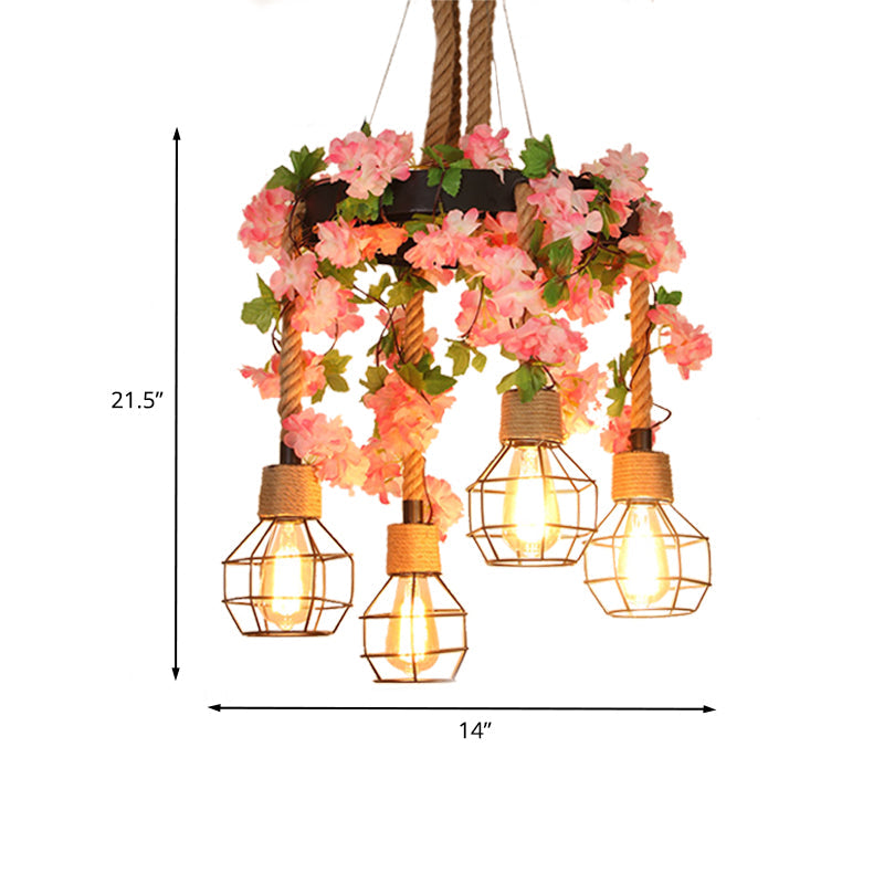 Solène Orb Cage Rope Pendant Chandelier Light