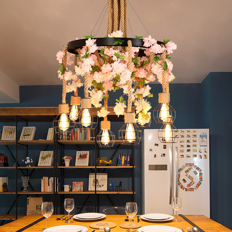 Solène Orb Cage Rope Pendant Chandelier Light