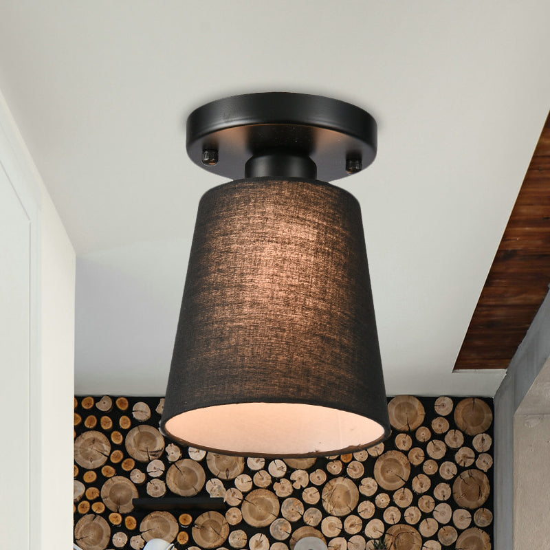Lucie Fabric Horn Semi Flush Ceiling Light