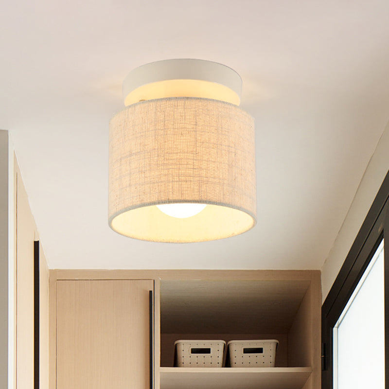 Manon Fabric Barrel Semi Flush Ceiling Light