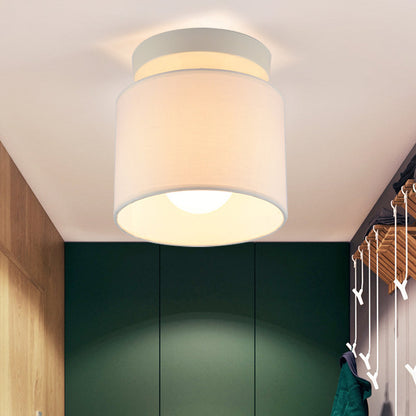 Manon Fabric Barrel Semi Flush Ceiling Light