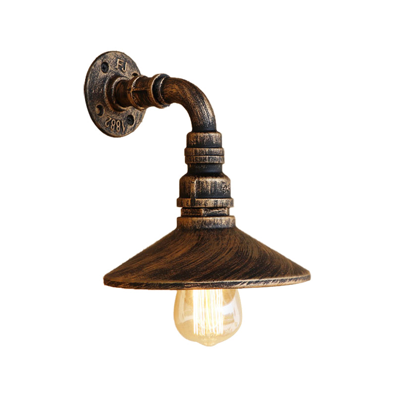 Aurélie Conic Shade Steampunk Wall Sconce Brass/Black