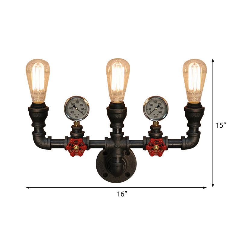 Magnus Steampunk Pipe & Gauge Wall Sconce