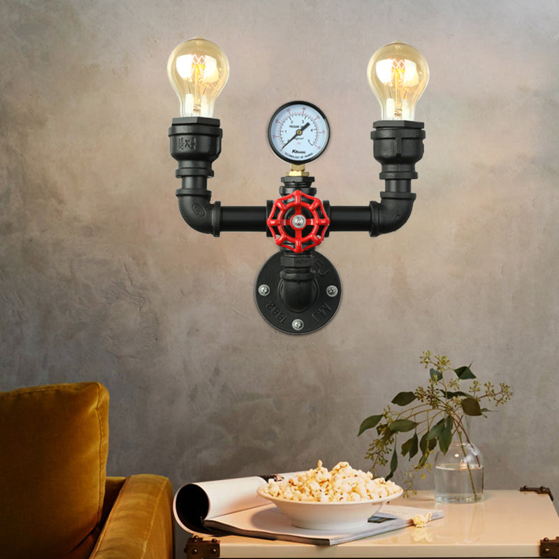 Magnus Steampunk Pipe & Gauge Wall Sconce