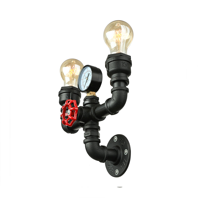 Magnus Steampunk Pipe & Gauge Wall Sconce