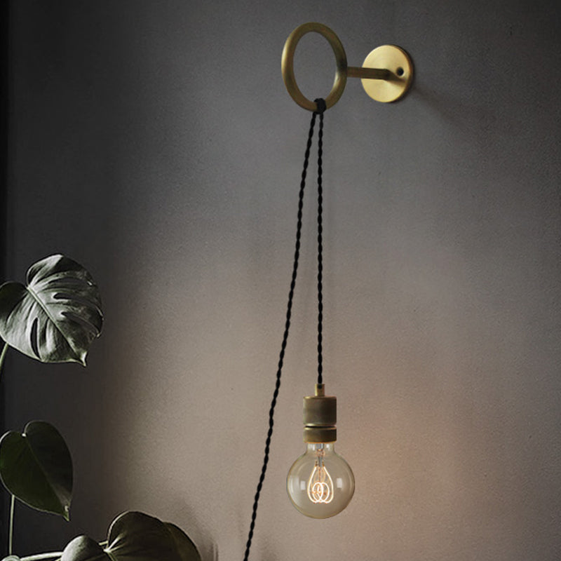 Valentine Colonial Ring Bare Bulb Wall Sconce Gold