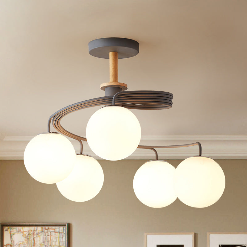 Aurélie Swirl Nordic Semi-Flush Chandelier