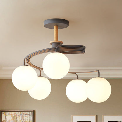 Aurélie Swirl Nordic Semi-Flush Chandelier