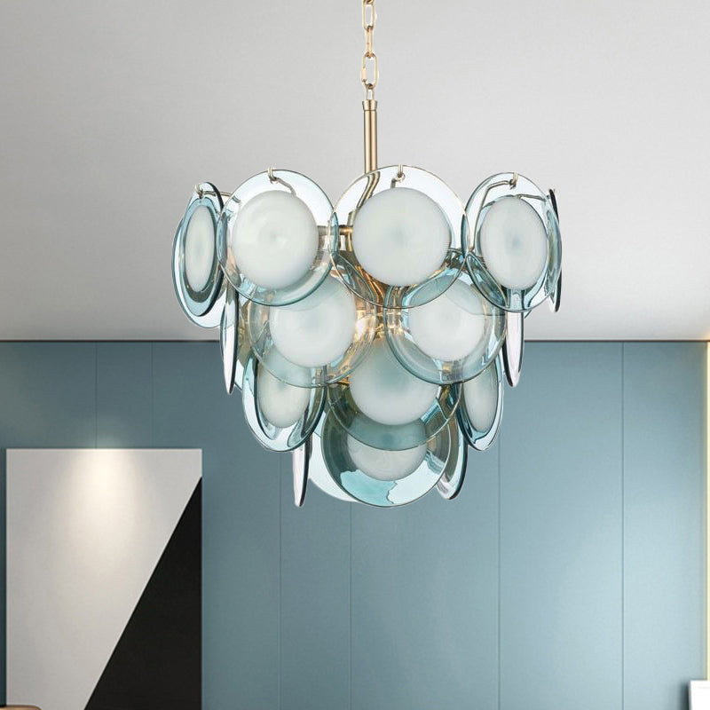 Élodie Blue Flaked Glass Tiered Chandelier 8-Light Pendant