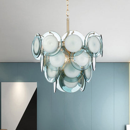 Élodie Blue Flaked Glass Tiered Chandelier 8-Light Pendant