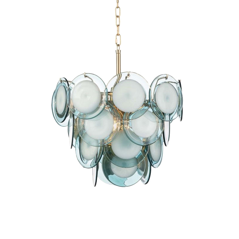 Élodie Blue Flaked Glass Tiered Chandelier 8-Light Pendant