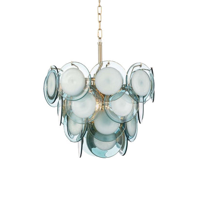Élodie Blue Flaked Glass Tiered Chandelier 8-Light Pendant