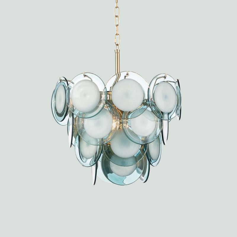 Élodie Blue Flaked Glass Tiered Chandelier 8-Light Pendant