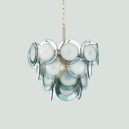 Élodie Blue Flaked Glass Tiered Chandelier 8-Light Pendant