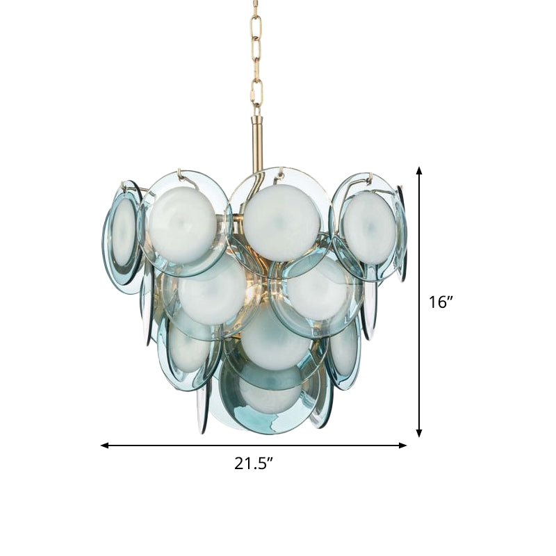 Élodie Blue Flaked Glass Tiered Chandelier 8-Light Pendant