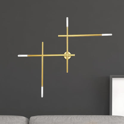 Camille Crossed Lines Wall Lamp with Black/Gold Finish and 4 LEDs