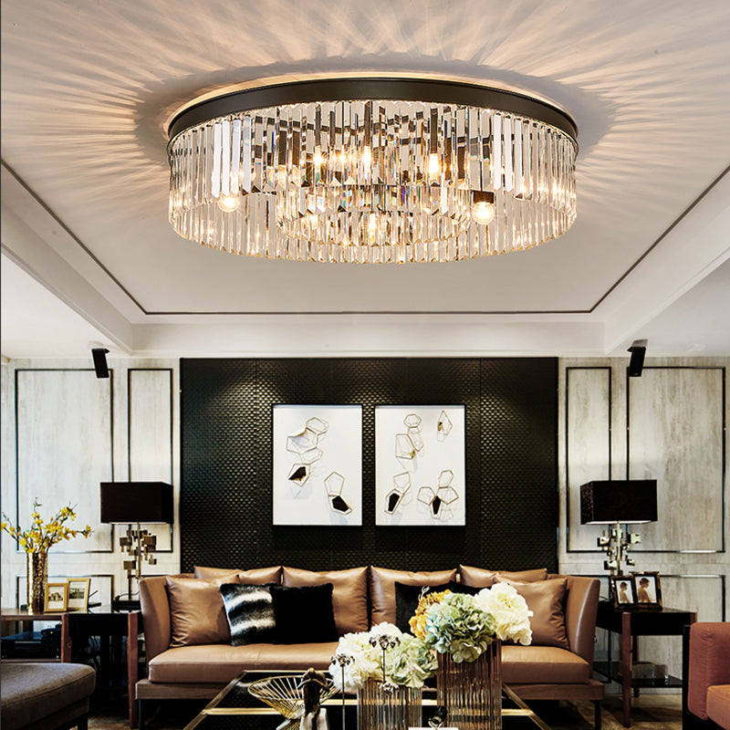 Geneviève Crystal Prism Black Flush Mount Ceiling Light