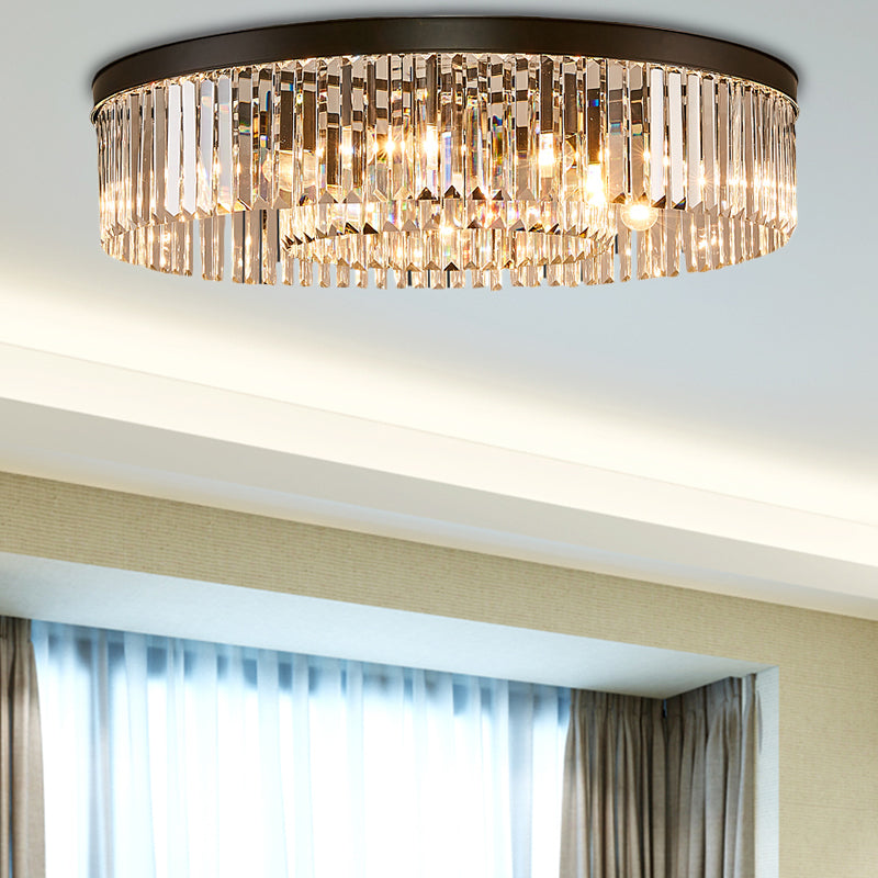 Geneviève Crystal Prism Black Flush Mount Ceiling Light