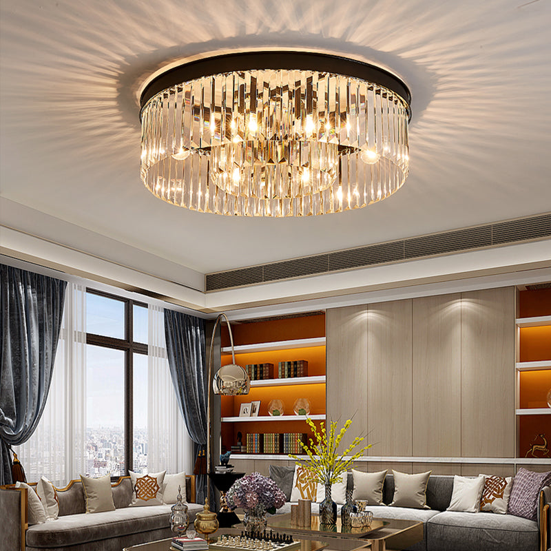 Geneviève Crystal Prism Black Flush Mount Ceiling Light