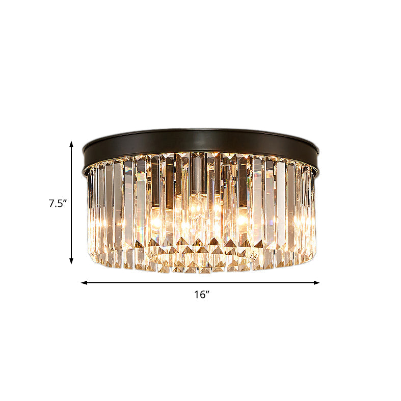 Geneviève Crystal Prism Black Flush Mount Ceiling Light
