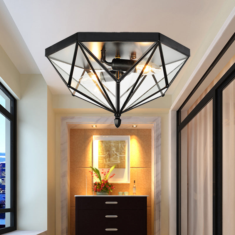 Sophie Vintage Polyhedron Glass Flush Ceiling Light