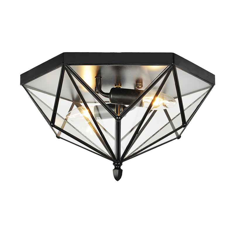 Sophie Vintage Polyhedron Glass Flush Ceiling Light