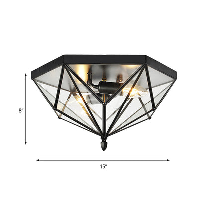 Sophie Vintage Polyhedron Glass Flush Ceiling Light