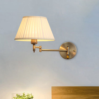 Violette Rustic Pleated Fabric Swing Arm Wall Sconce