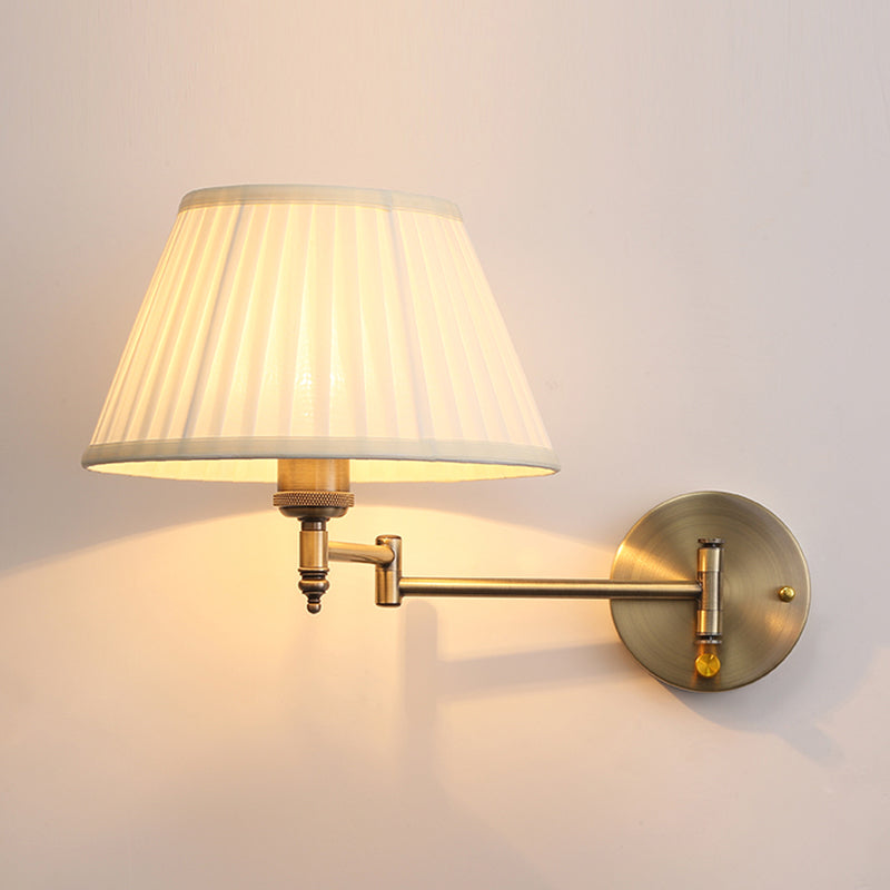 Violette Rustic Pleated Fabric Swing Arm Wall Sconce
