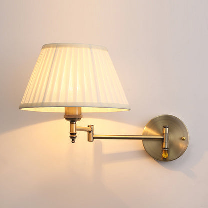 Violette Rustic Pleated Fabric Swing Arm Wall Sconce