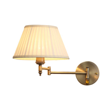 Violette Rustic Pleated Fabric Swing Arm Wall Sconce