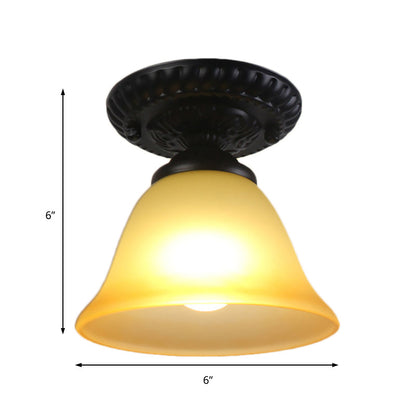 Adeline Vintage Bell Glass Semi Flush Ceiling Light