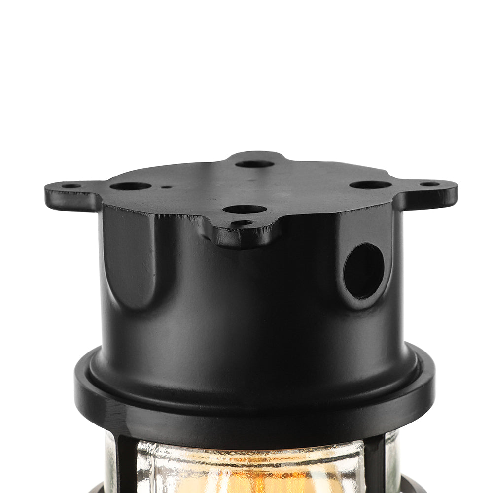 Aurélie Industrial Cylinder Glass Cage Flush Ceiling Light