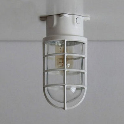 Aurélie Industrial Cylinder Glass Cage Flush Ceiling Light