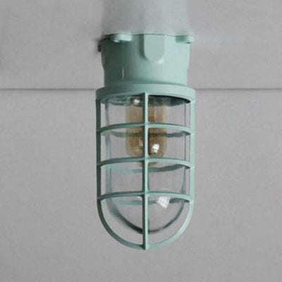 Aurélie Industrial Cylinder Glass Cage Flush Ceiling Light