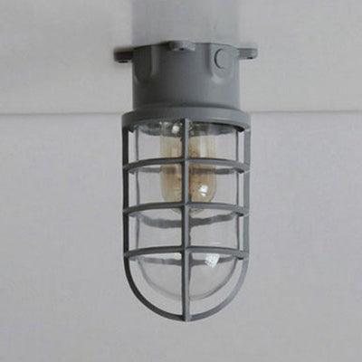 Aurélie Industrial Cylinder Glass Cage Flush Ceiling Light