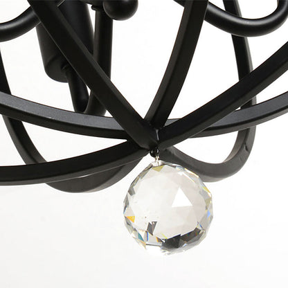 Madeleine Industrial Wire Cage Crystal Flush Ceiling Light