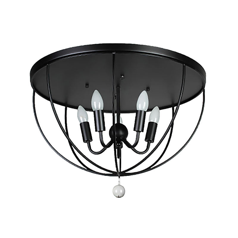 Madeleine Industrial Wire Cage Crystal Flush Ceiling Light
