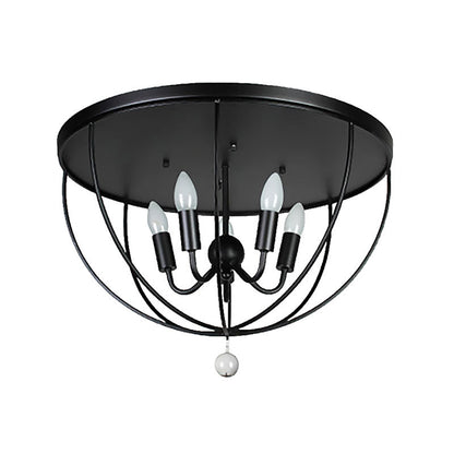Madeleine Industrial Wire Cage Crystal Flush Ceiling Light