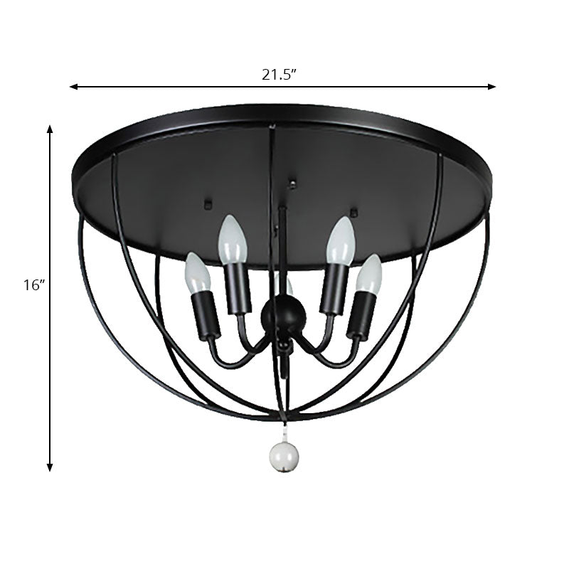 Madeleine Industrial Wire Cage Crystal Flush Ceiling Light