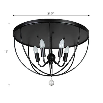Madeleine Industrial Wire Cage Crystal Flush Ceiling Light