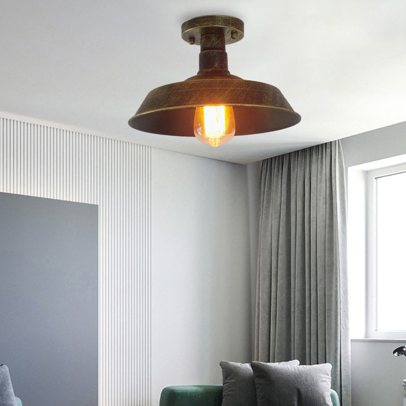Margaux Farmhouse Barn Shade Metal Semi Flush Ceiling Light