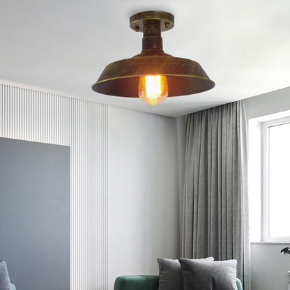 Margaux Farmhouse Barn Shade Metal Semi Flush Ceiling Light
