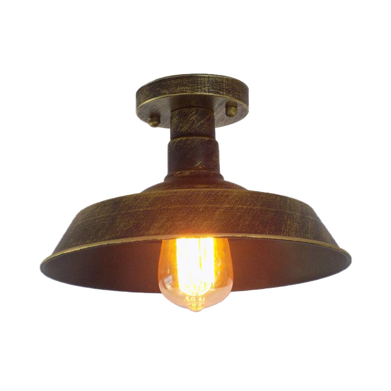Margaux Farmhouse Barn Shade Metal Semi Flush Ceiling Light
